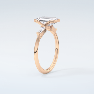 2.0 CT Emerald Cut Half Bezel Three Stone Moissanite Engagement Ring 12