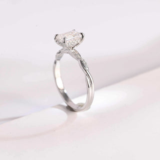 Stunning 1.0 - 2.0 CT Emerald Moissanite Engagement Ring with Hidden Halo Design 2