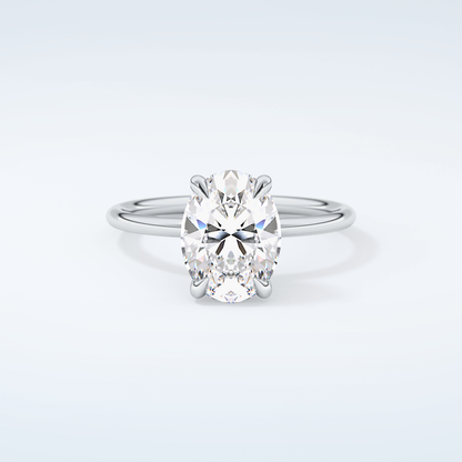 2.0 CT Oval Cut Hidden Halo Moissanite Engagement Ring