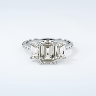 2.0 CT Emerald Cut Three Stone Moissanite Engagement Ring 13