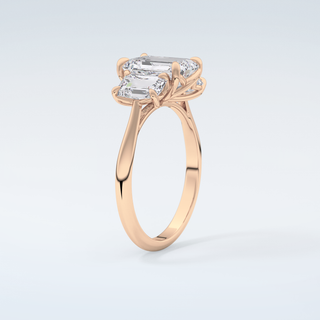 2.0 CT Emerald Cut Three Stone Moissanite Engagement Ring 12