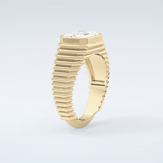 1.5 CT Emerald Cut Solitaire Bezel Moissanite Engagement Ring 6