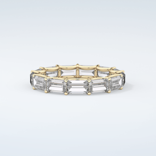 2.55 TCW Emerald Shaped Moissanite Wedding Band 3