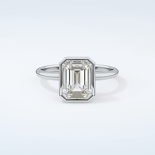 2.0 CT Emerald Cut Bezel Solitaire Moissanite Engagement Ring 13