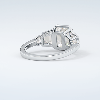 2.0 CT Emerald Cut Cluster Style Moissanite Engagement Ring 15