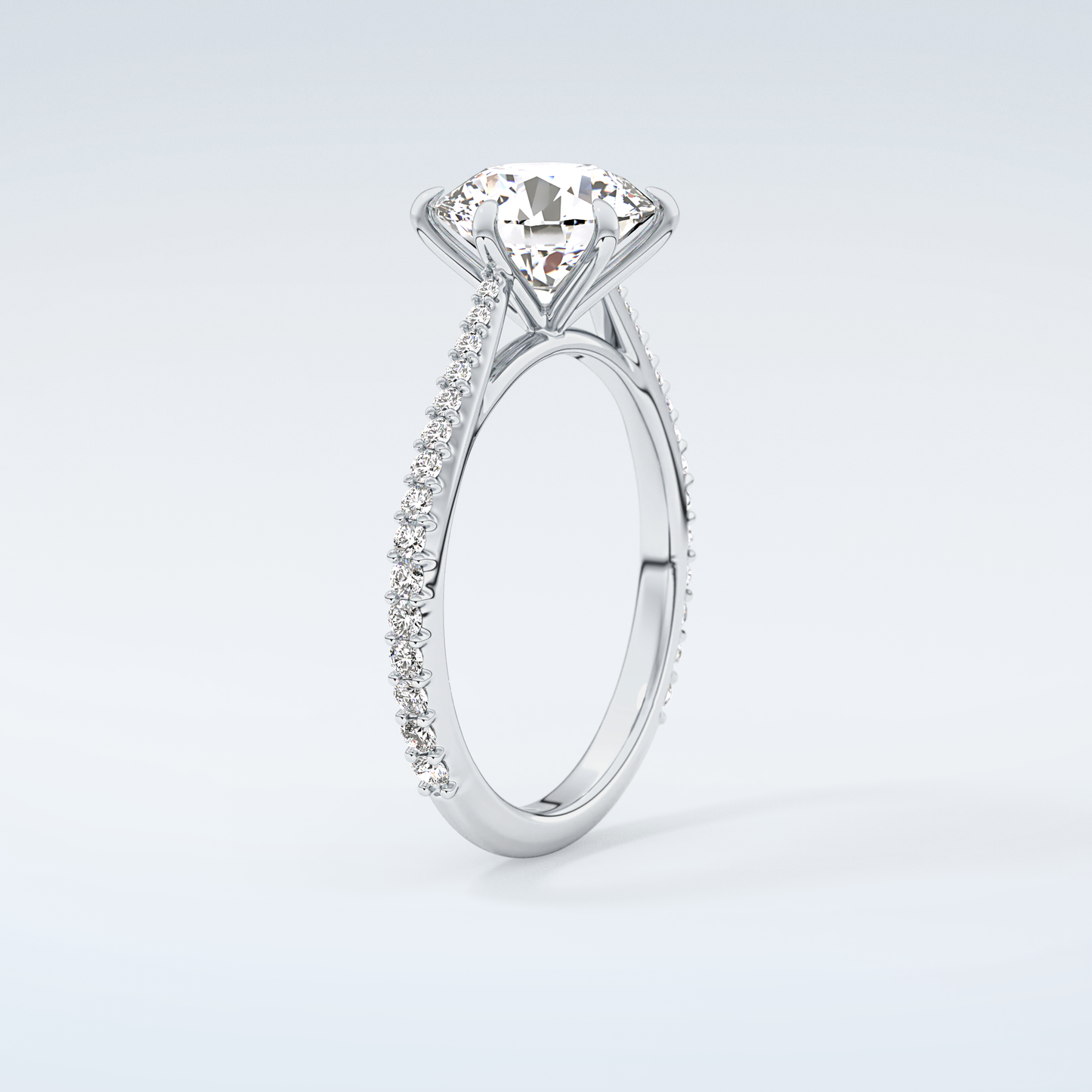 2.0 CT Round Cut Pave Moissanite Engagement Ring