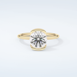 2.0 CT Round Cut Half Bezel Moissanite Engagement Ring 1