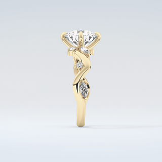 1.5 CT  Round Cut Twig Style Moissanite Engagement Ring 5