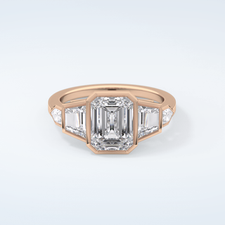 2.0 CT Emerald Cut Cluster Style Moissanite Engagement Ring 7