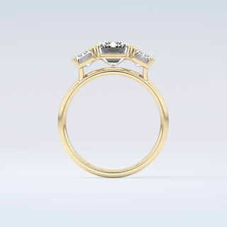 2.0 CT Emerald Cut Three Stone Moissanite Engagement Ring 2