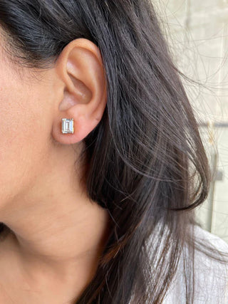 1.0 CT Emerald Cut Solitaire Stud Moissanite Earrings 5