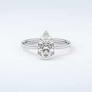 2.0 CT Pear Cut Half Bezel Moissanite Engagement Ring 13