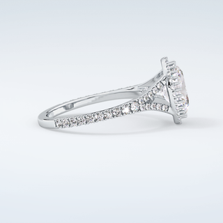 2.0 CT Oval Cut Halo & Pave Split Shank Moissanite Engagement Ring 16