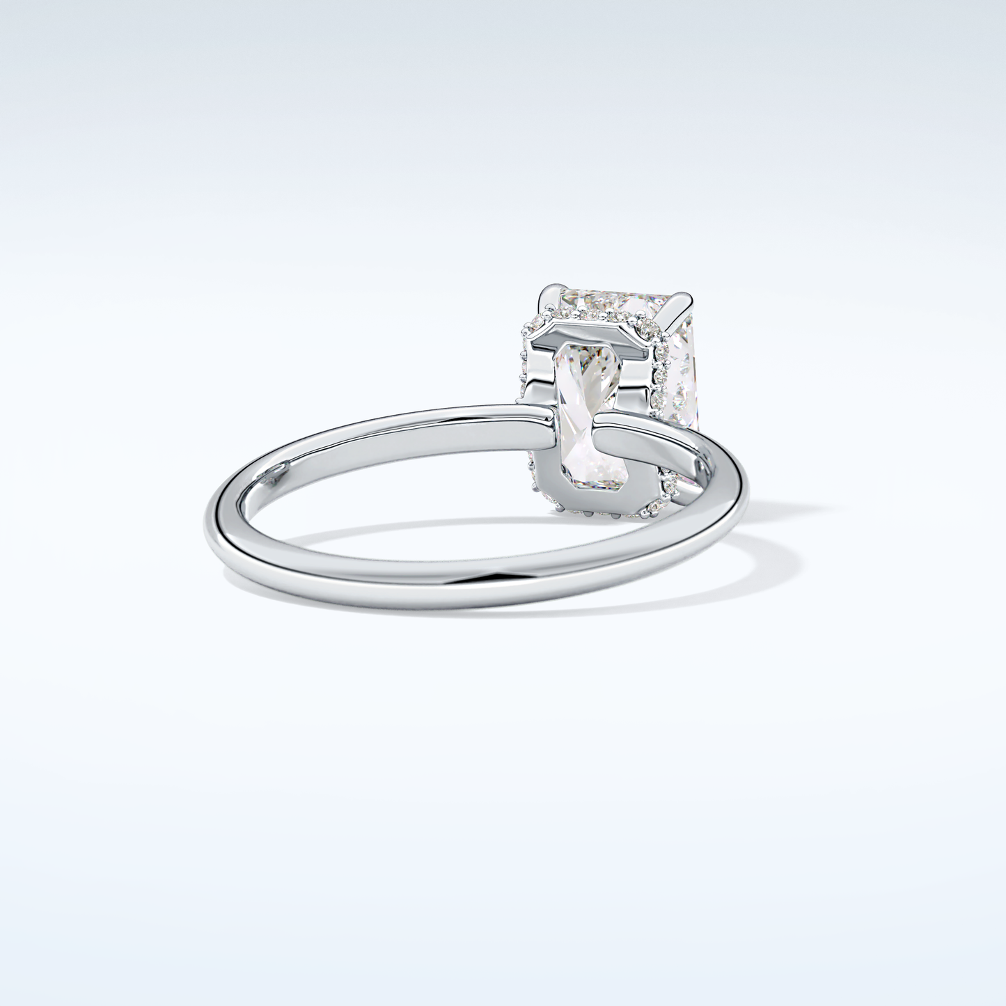 2.0 CT Radiant Cut Hidden Halo Moissanite Engagement Ring