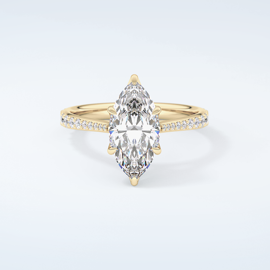 1.5 CT Marquise Cut Pave Style Moissanite Engagement Ring