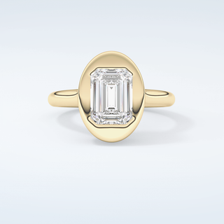 2.0 CT Emerald Cut Solitaire Bezel Moissanite Engagement Ring 1