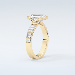 2.0 CT Emerald Cut Half Bezel Moissanite Engagement Ring 6