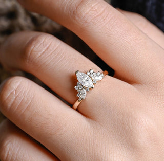 Stunning 1.0 CT Marquise Cut Moissanite Engagement Ring with Cluster Design 10