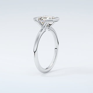 2.0 CT Asscher Cut Half Bezel Moissanite Engagement Ring 18