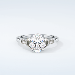 2.0 CT Oval Cut Cluster Style Moissanite Engagement Ring 13