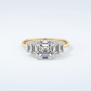 1.0 CT Asscher Cut Cluster Style Moissanite Engagement Ring 1