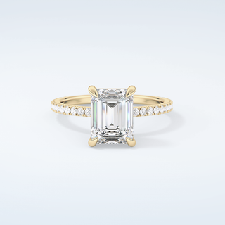 2.0 CT Emerald Cut Pave Moissanite Engagement Ring 1