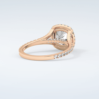 2.0 CT Cushion Cut Halo & Pave Split Shank Moissanite Engagement Ring 9