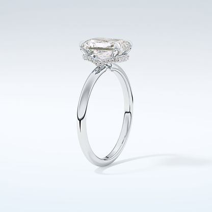 2.0 CT Radiant Cut Hidden Halo Moissanite Engagement Ring