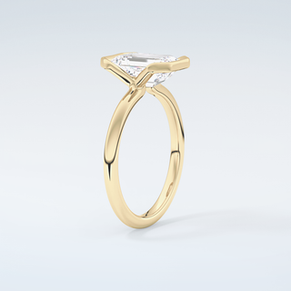 2.0 CT Emerald Cut Half Bezel Moissanite Engagement Ring 6