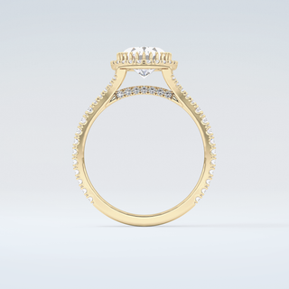 2.0 CT Oval Cut Halo & Pave Split Shank Moissanite Engagement Ring 2