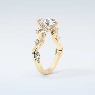 1.5 CT  Round Cut Twig Style Moissanite Engagement Ring 6