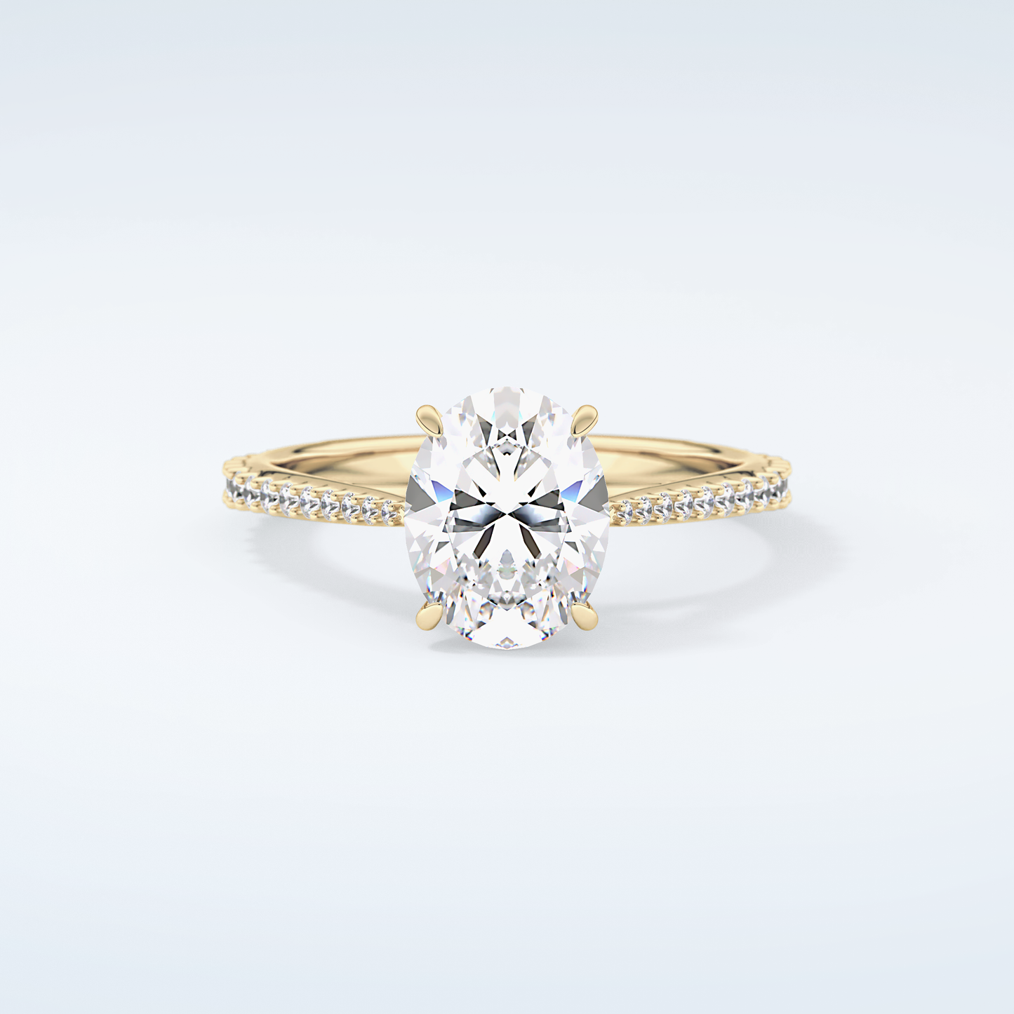 2.0 CT Oval Cut Pave Moissanite Engagement Ring