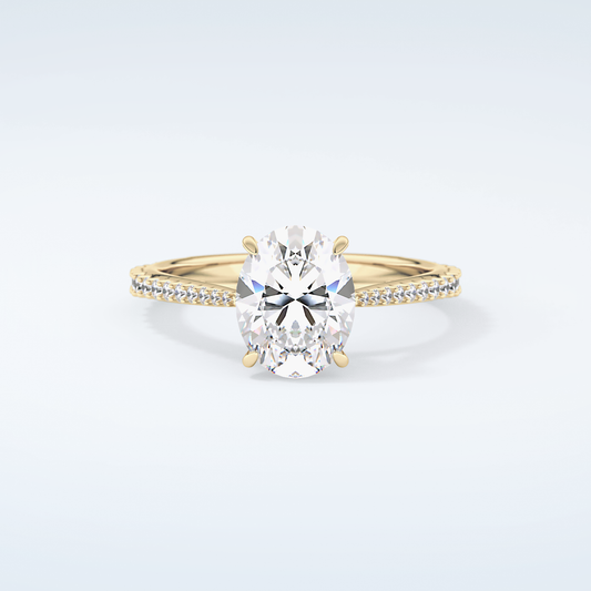 2.0 CT Oval Cut Pave Moissanite Engagement Ring