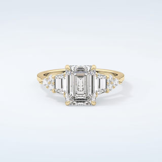 2.0 CT  Emerald Cut Cluster Style Moissanite Engagement Ring 1