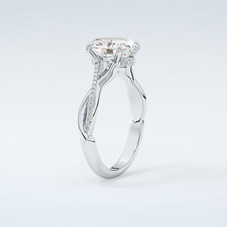 2.0 CT Oval Cut Hidden Halo Twisted Shank Moissanite Engagement Ring 18