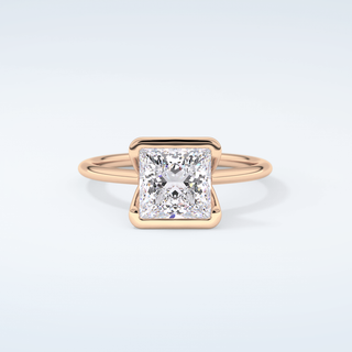 2.0 CT Princess Cut Half Bezel Moissanite Engagement Ring 7