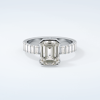 2.0 CT Emerald Cut Half Bezel Moissanite Engagement Ring 13