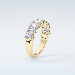 1.8 TCW Emerald Shaped Moissanite Wedding Band 6