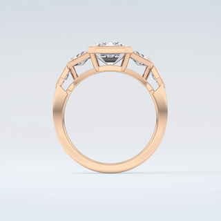 2.0 CT Emerald Cut Cluster Style Moissanite Engagement Ring 8