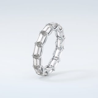 2.55 TCW Emerald Shaped Moissanite Wedding Band 18