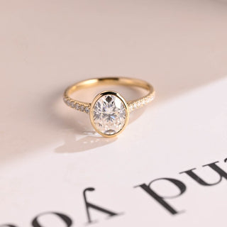 Stunning 1.0 - 2.0 CT Oval Moissanite Engagement Ring with Bezel Design 1