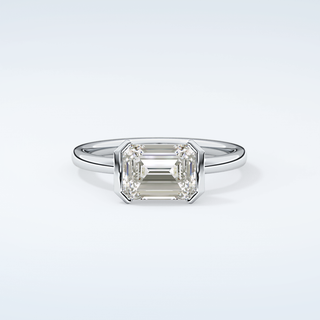 2.0 CT Emerald Cut Half Bezel Moissanite Engagement Ring 13