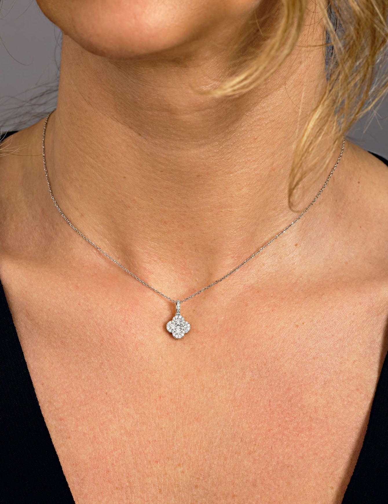 0.50 TCW Round Clover Moissanite Necklace