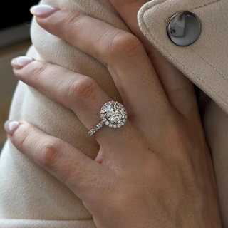 Round Halo, Pave & Split Shank Engagement Ring – 1.93 CT Lab Grown Diamond