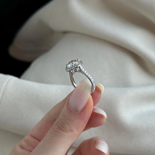 Round Halo, Pave & Split Shank Engagement Ring – 1.93 CT Lab Grown Diamond