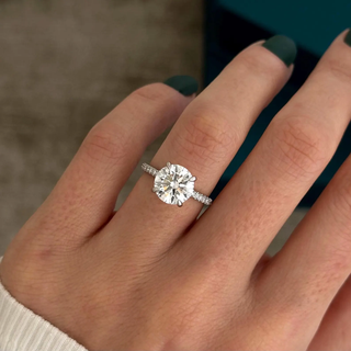 Round Halo, Pave & Split Shank Engagement Ring – 1.93 CT Lab Grown Diamond