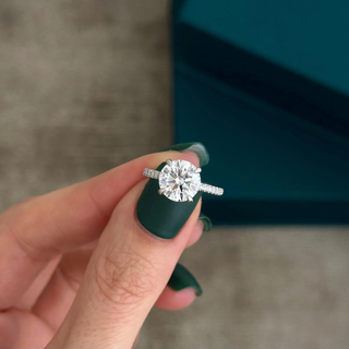 Round Halo, Pave & Split Shank Engagement Ring – 1.93 CT Lab Grown Diamond