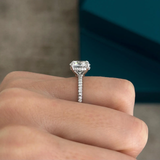 Round Halo, Pave & Split Shank Engagement Ring – 1.93 CT Lab Grown Diamond