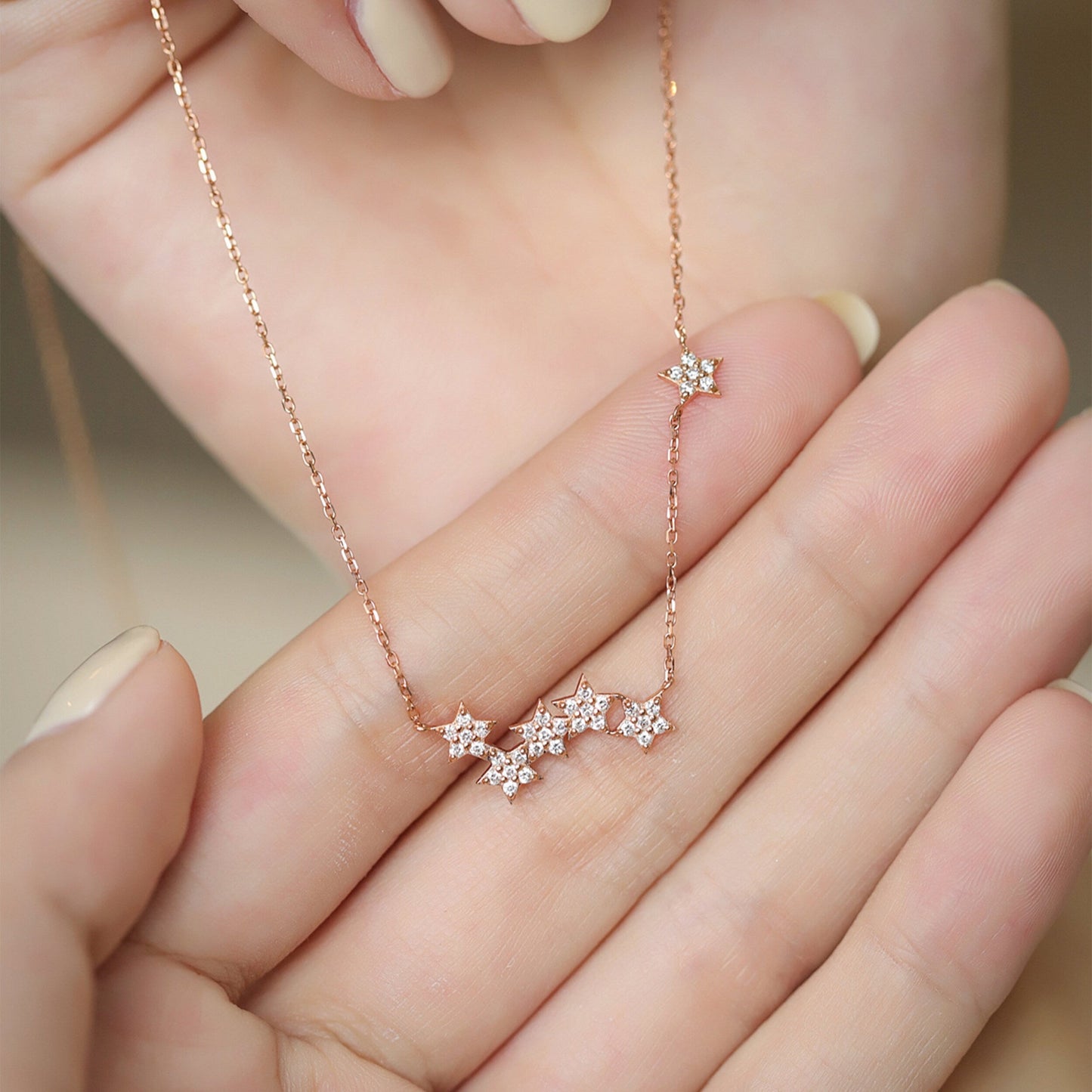 0.60 TCW Round Minimalist Star Moissanite Necklace