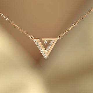 0.10 TCW Round Triangle Minimalist Moissanite Necklace 4